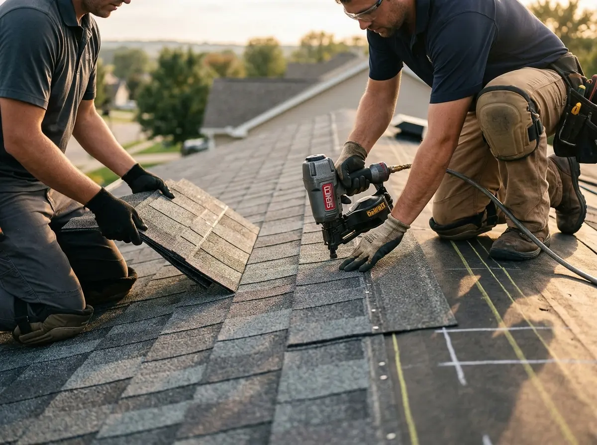 Professional roofer working on a residential roof in Daytona Beach